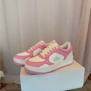 Alo Pink and White Sneakers